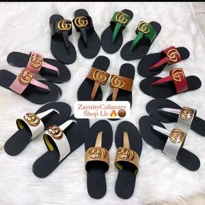 Women's Black Sandals with Gold Accent - Multiple Strap Colors